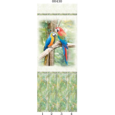 Стеновая панель ПВХ Panda 00430 Тропики панно Два попугая 2700х250х8 мм комплект 4 шт