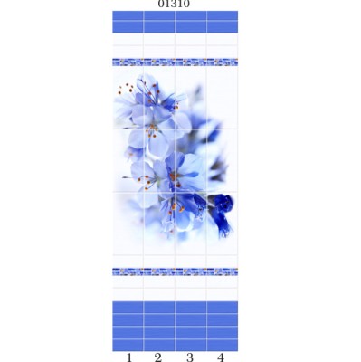 Стеновая панель ПВХ Panda 01310 Синий цветок панно Цветок 2700х250х8 мм комплект 4 шт